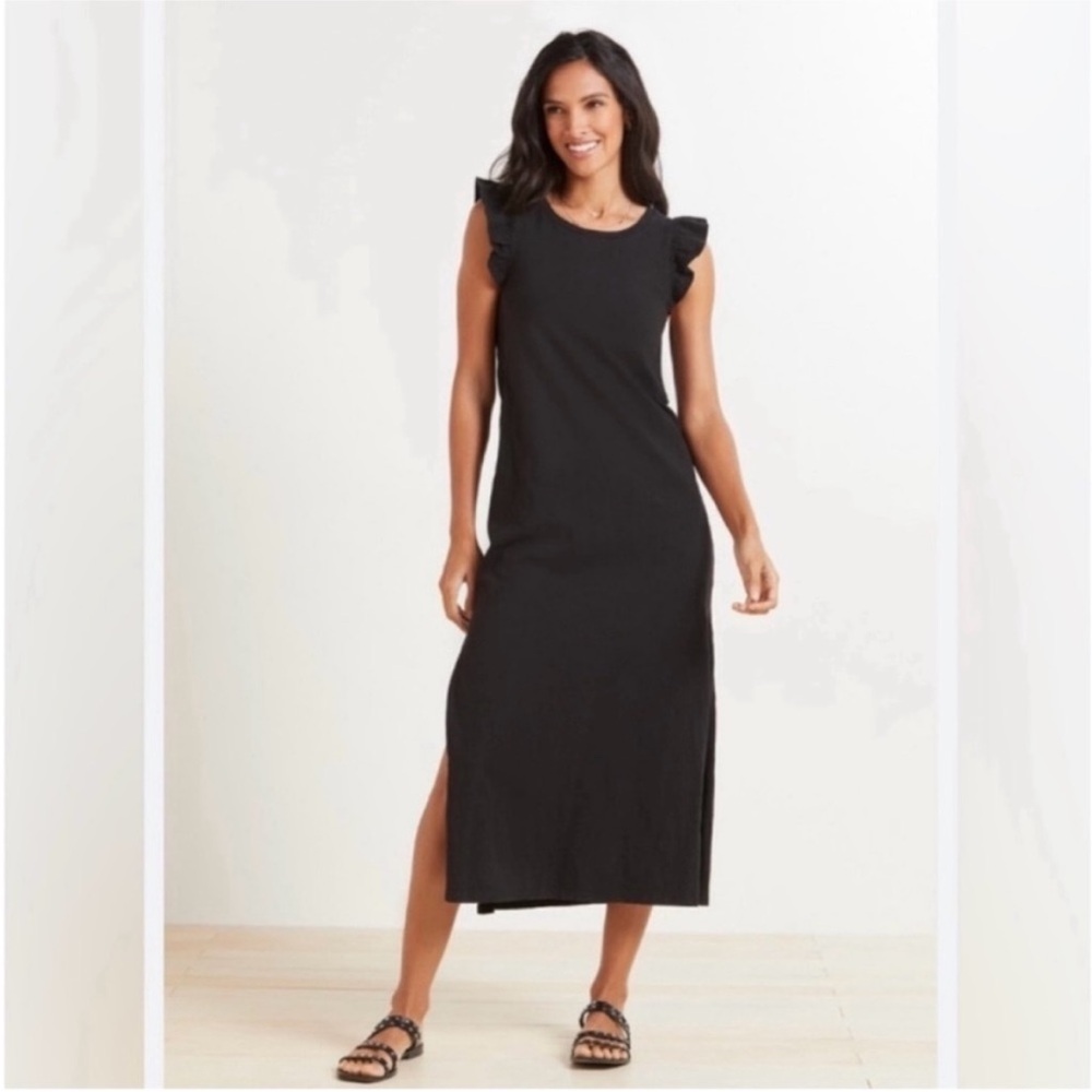 Z SUPPLY Blakely Slub Ruffle Side Slit Midi Dress Size Small